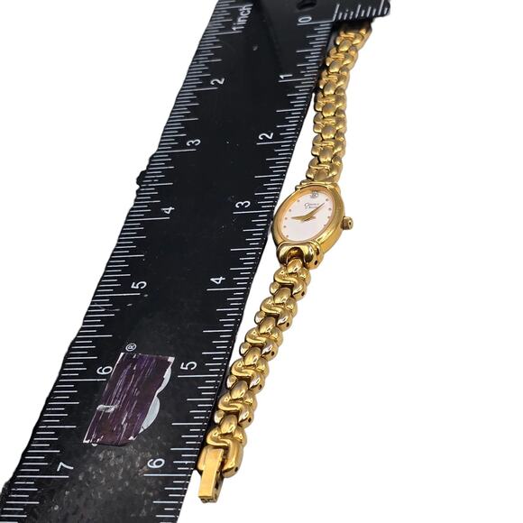 Caravelle By BULOVA Women Wristwatch White Bazel Analog Quartz Movement Gold Ton - Picture 9 of 10